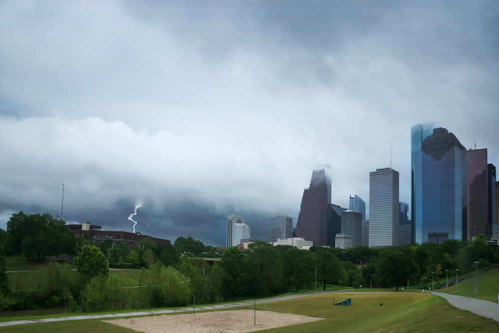 Thunderstorm is approaching the city of Houston. Texas, USA