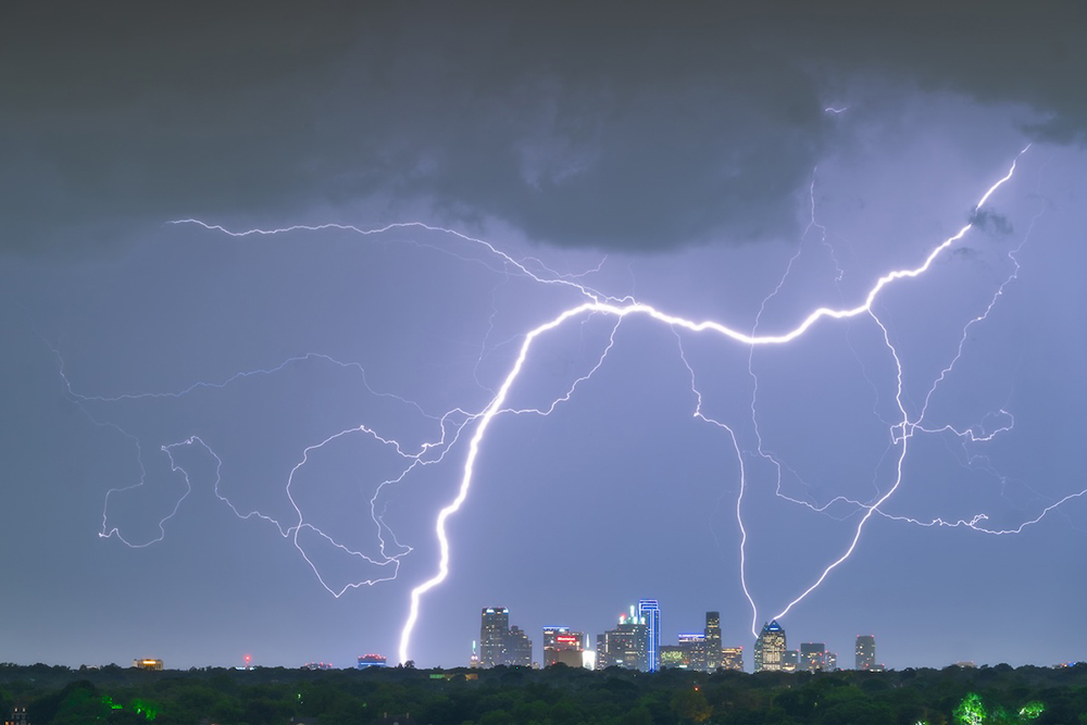 Downtown Dallas lightning