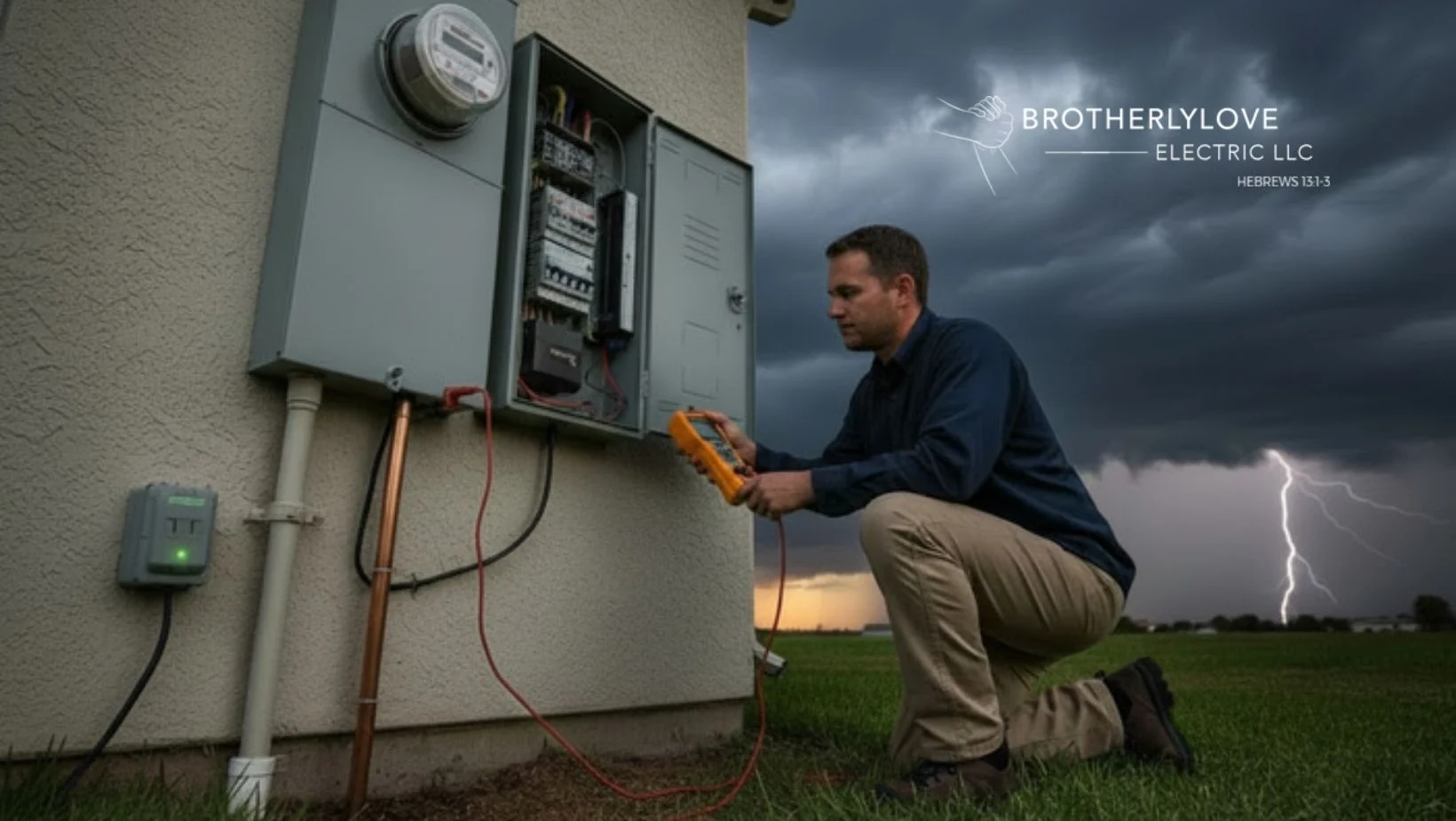 Brotherlylove Electric responding to an electrical emergency to restore power for Houston homeowners